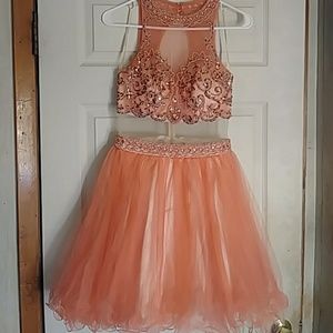 Faux 2 Piece Pink Dress